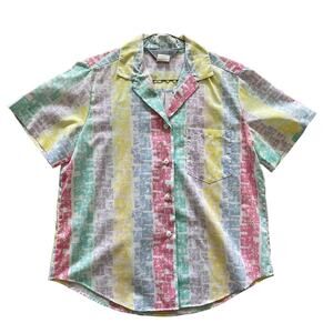 Vintage Shirtcraft Button Blouse Pastel Button size 10